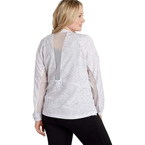 Maurices In Motion Patterned Jacket with Mesh Inlay Size 1X White Gray Sport NEW - Picture 2 of 8